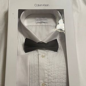 CK tuxedo shirt and bow tie